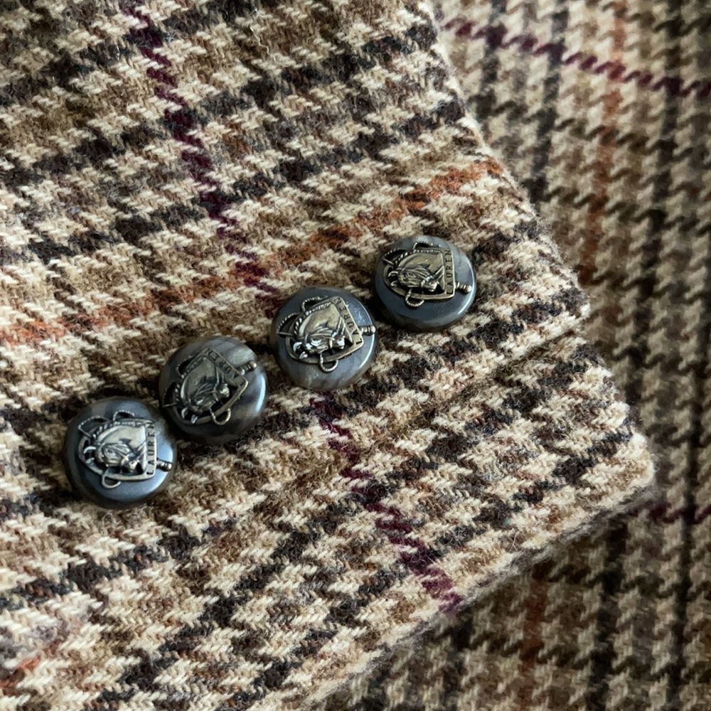 Lauren Ralph Lauren Houndstooth Plaid Zipper Virgin Wool Jacket - Picture 8 of 14